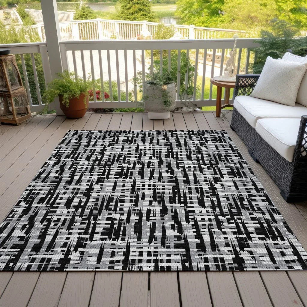 Ayani Black Washable Indoor-Outdoor Rug-Outdoor Rugs-LOOMLAN Rugs-LOOMLAN