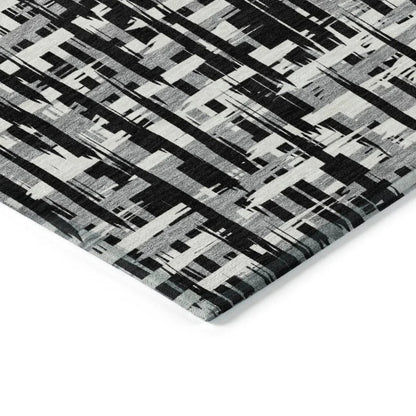 Ayani Black Washable Indoor-Outdoor Rug-Outdoor Rugs-LOOMLAN Rugs-LOOMLAN