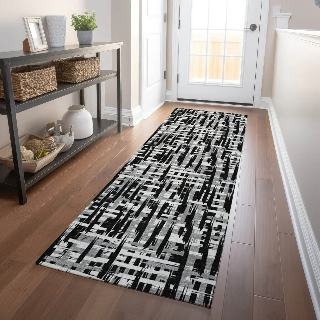 Ayani Black Washable Indoor-Outdoor Rug-Outdoor Rugs-LOOMLAN Rugs-LOOMLAN
