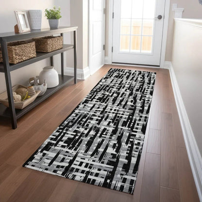 Ayani Black Washable Indoor-Outdoor Rug-Outdoor Rugs-LOOMLAN Rugs-LOOMLAN