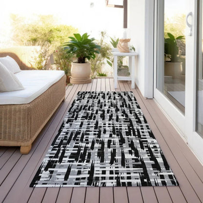 Ayani Black Washable Indoor-Outdoor Rug-Outdoor Rugs-LOOMLAN Rugs-LOOMLAN