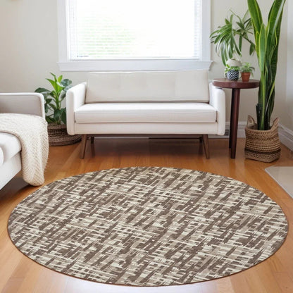 Ayani Brown Washable Indoor-Outdoor Rug-Outdoor Rugs-LOOMLAN Rugs-LOOMLAN