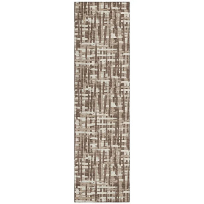 Ayani Brown Washable Indoor-Outdoor Rug-Outdoor Rugs-LOOMLAN Rugs-2'3" x 7'6"-LOOMLAN