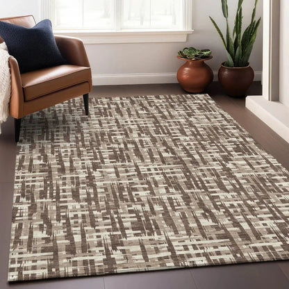 Ayani Brown Washable Indoor-Outdoor Rug-Outdoor Rugs-LOOMLAN Rugs-LOOMLAN