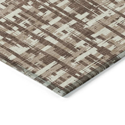 Ayani Brown Washable Indoor-Outdoor Rug-Outdoor Rugs-LOOMLAN Rugs-LOOMLAN
