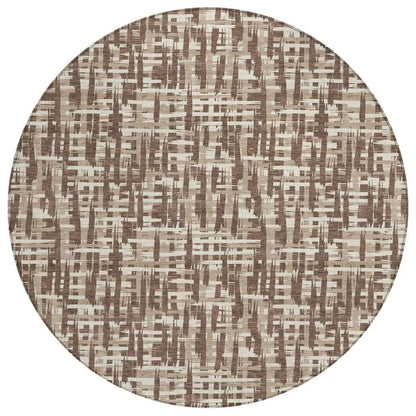 Ayani Brown Washable Indoor-Outdoor Rug-Outdoor Rugs-LOOMLAN Rugs-8' x 8'-LOOMLAN