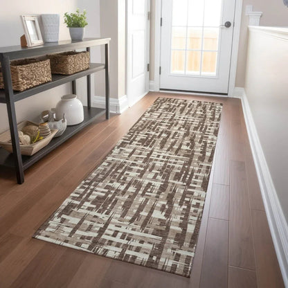 Ayani Brown Washable Indoor-Outdoor Rug-Outdoor Rugs-LOOMLAN Rugs-LOOMLAN