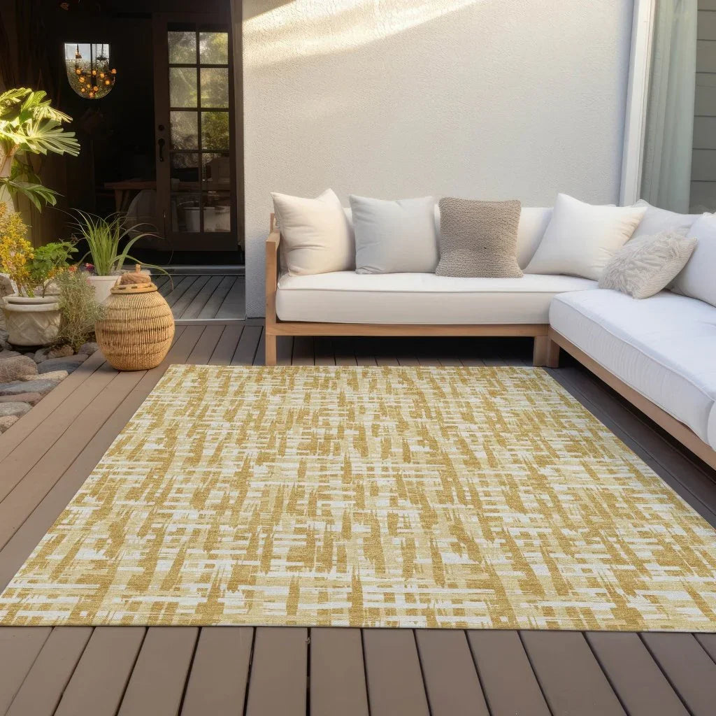 Ayani Gold Washable Indoor-Outdoor Rug-Outdoor Rugs-LOOMLAN Rugs-LOOMLAN