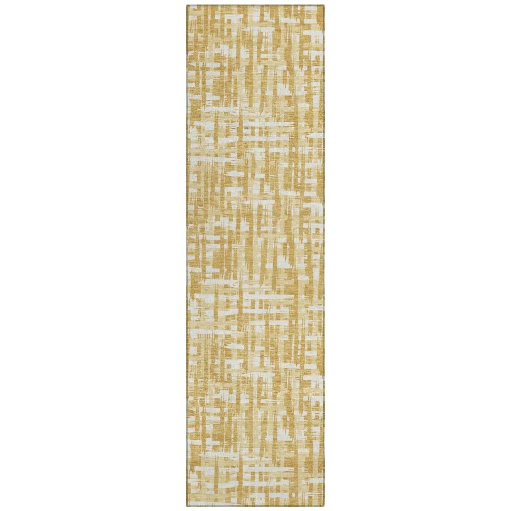 Ayani Gold Washable Indoor-Outdoor Rug-Outdoor Rugs-LOOMLAN Rugs-2'3" x 7'6"-LOOMLAN