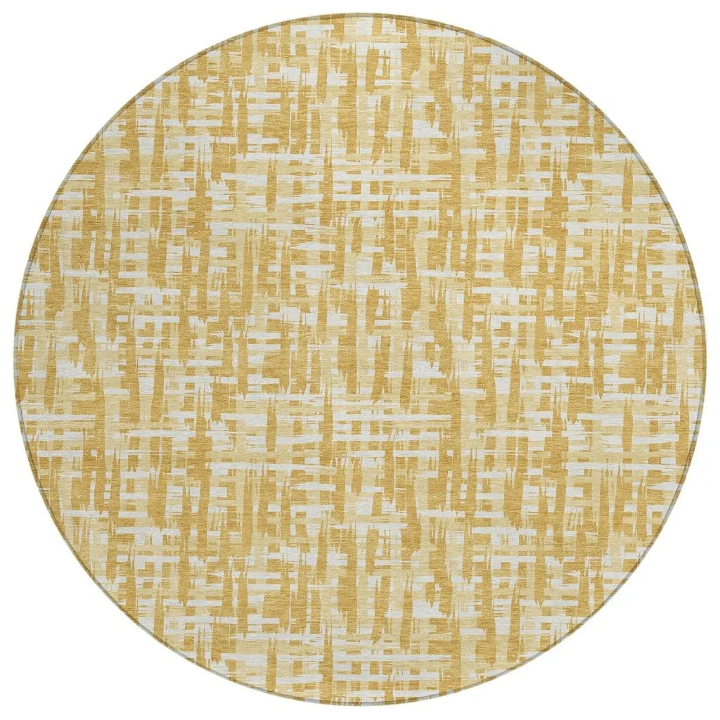 Ayani Gold Washable Indoor-Outdoor Rug-Outdoor Rugs-LOOMLAN Rugs-8' x 8'-LOOMLAN