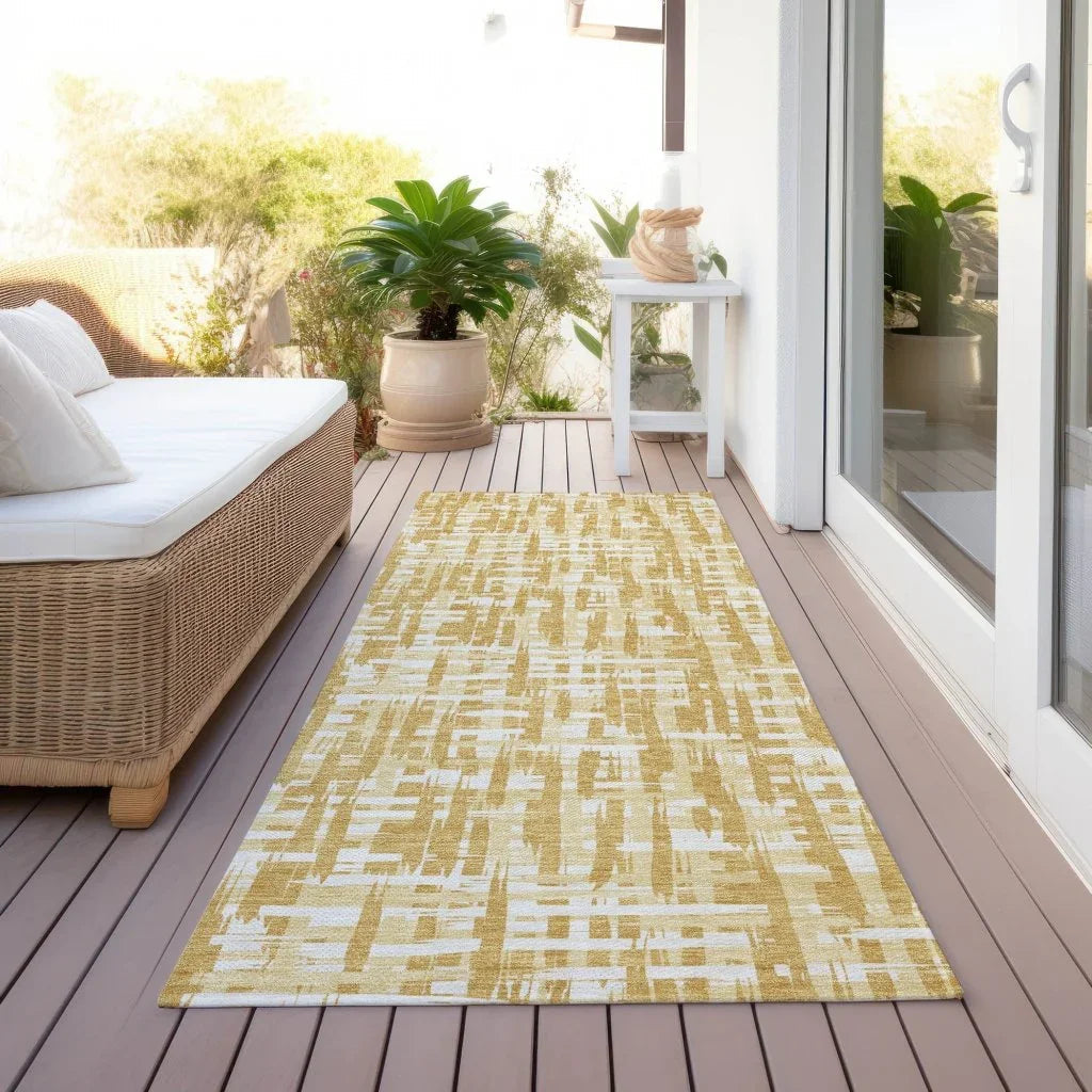 Ayani Gold Washable Indoor-Outdoor Rug-Outdoor Rugs-LOOMLAN Rugs-LOOMLAN