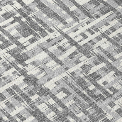 Ayani Gray Washable Indoor-Outdoor Rug-Outdoor Rugs-LOOMLAN Rugs-LOOMLAN