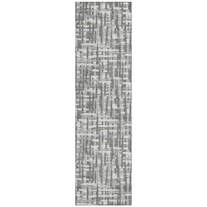 Ayani Gray Washable Indoor-Outdoor Rug-Outdoor Rugs-LOOMLAN Rugs-2'3" x 7'6"-LOOMLAN