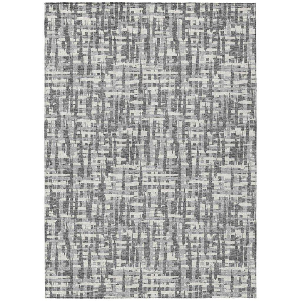Ayani Gray Washable Indoor-Outdoor Rug-Outdoor Rugs-LOOMLAN Rugs-2'6" x 3'10"-LOOMLAN