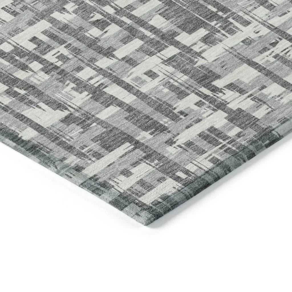 Ayani Gray Washable Indoor-Outdoor Rug-Outdoor Rugs-LOOMLAN Rugs-LOOMLAN