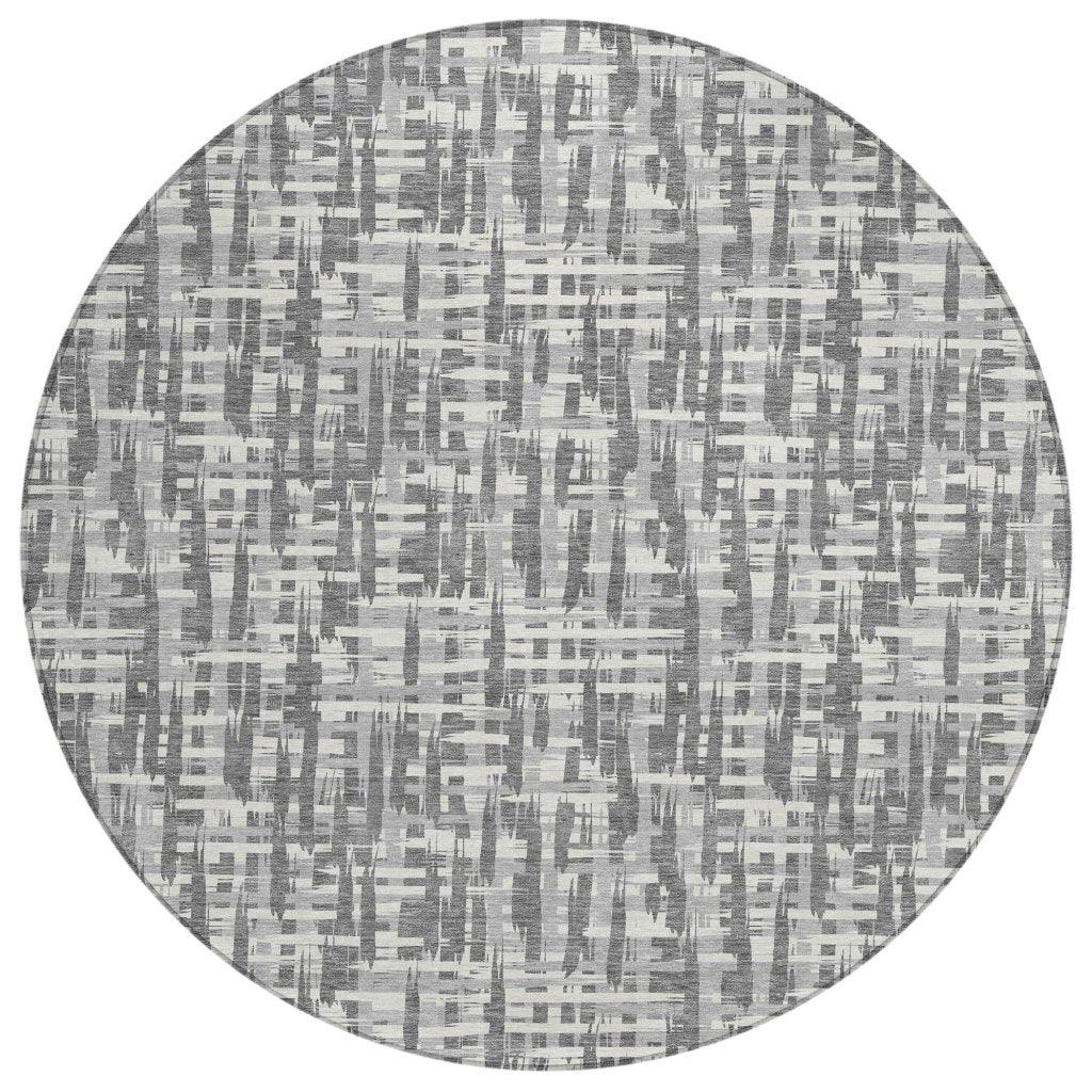 Ayani Gray Washable Indoor-Outdoor Rug-Outdoor Rugs-LOOMLAN Rugs-8' x 8'-LOOMLAN