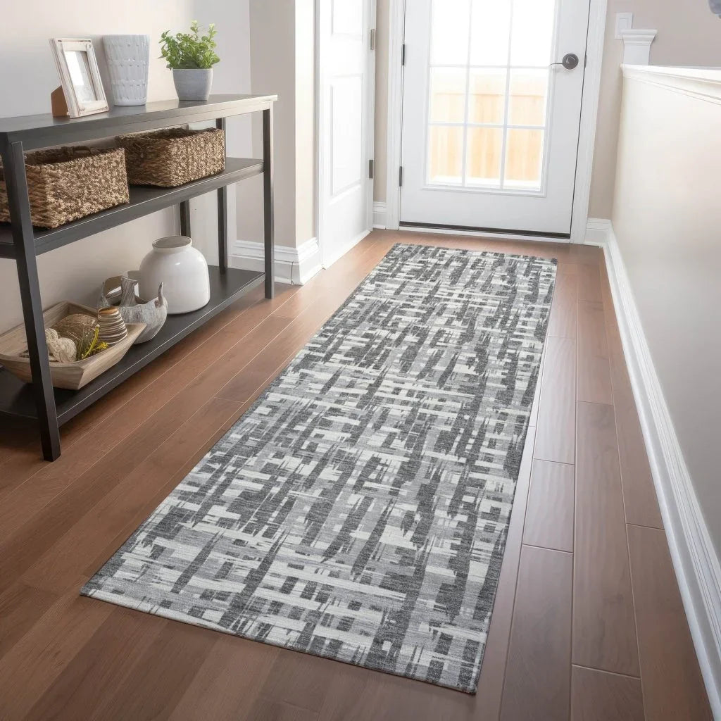 Ayani Gray Washable Indoor-Outdoor Rug-Outdoor Rugs-LOOMLAN Rugs-LOOMLAN