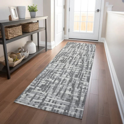 Ayani Gray Washable Indoor-Outdoor Rug-Outdoor Rugs-LOOMLAN Rugs-LOOMLAN