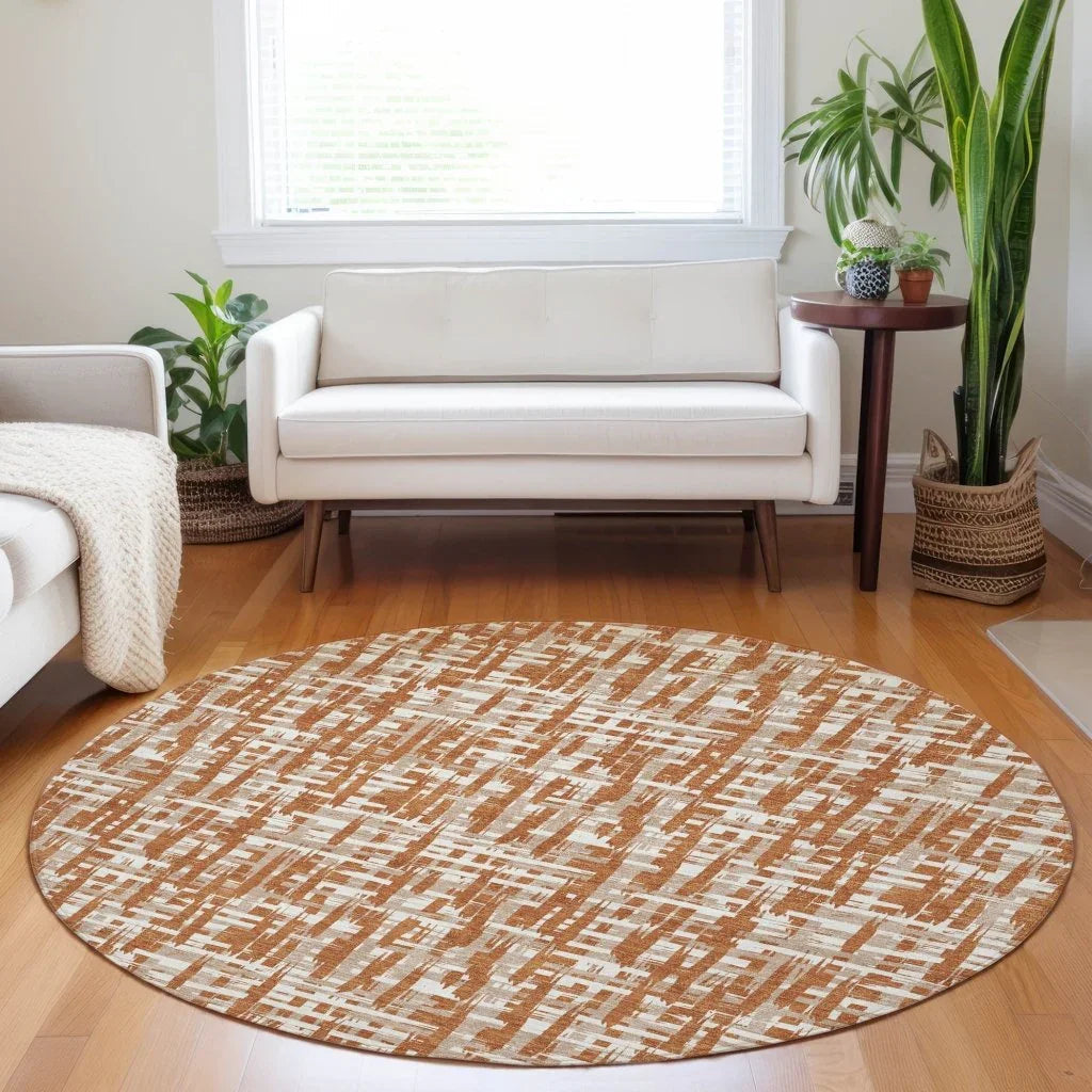 Ayani Orange Washable Indoor-Outdoor Rug-Outdoor Rugs-LOOMLAN Rugs-LOOMLAN