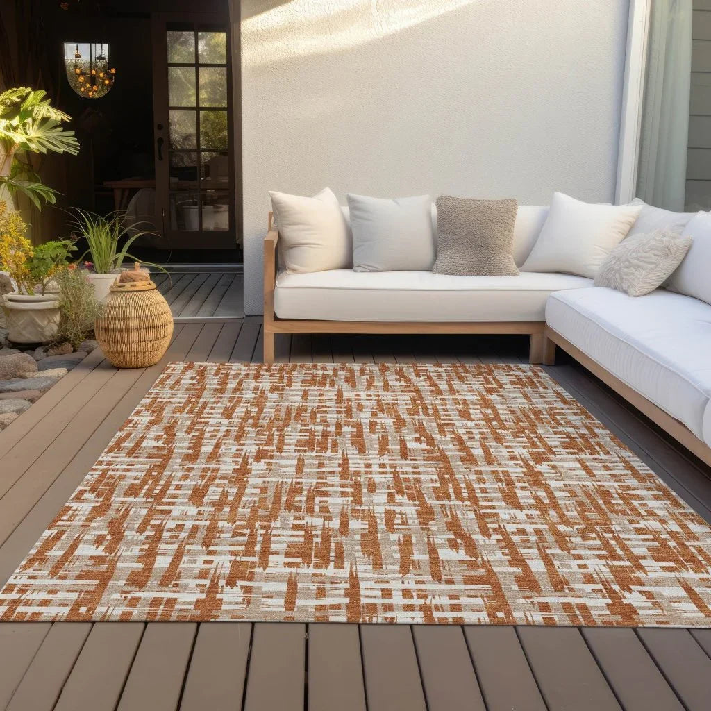 Ayani Orange Washable Indoor-Outdoor Rug-Outdoor Rugs-LOOMLAN Rugs-LOOMLAN