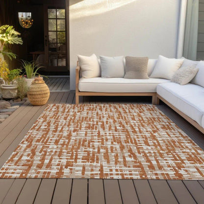 Ayani Orange Washable Indoor-Outdoor Rug-Outdoor Rugs-LOOMLAN Rugs-LOOMLAN