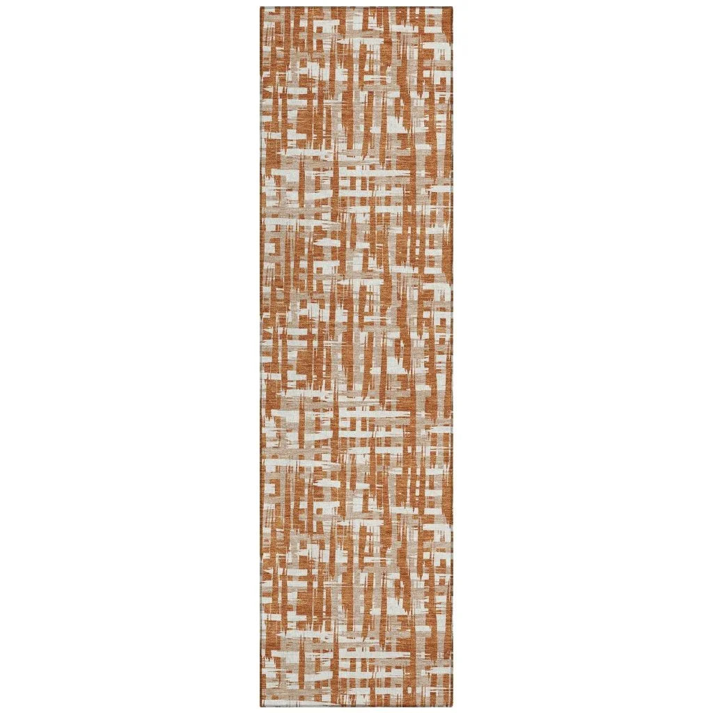 Ayani Orange Washable Indoor-Outdoor Rug-Outdoor Rugs-LOOMLAN Rugs-2'3" x 7'6"-LOOMLAN