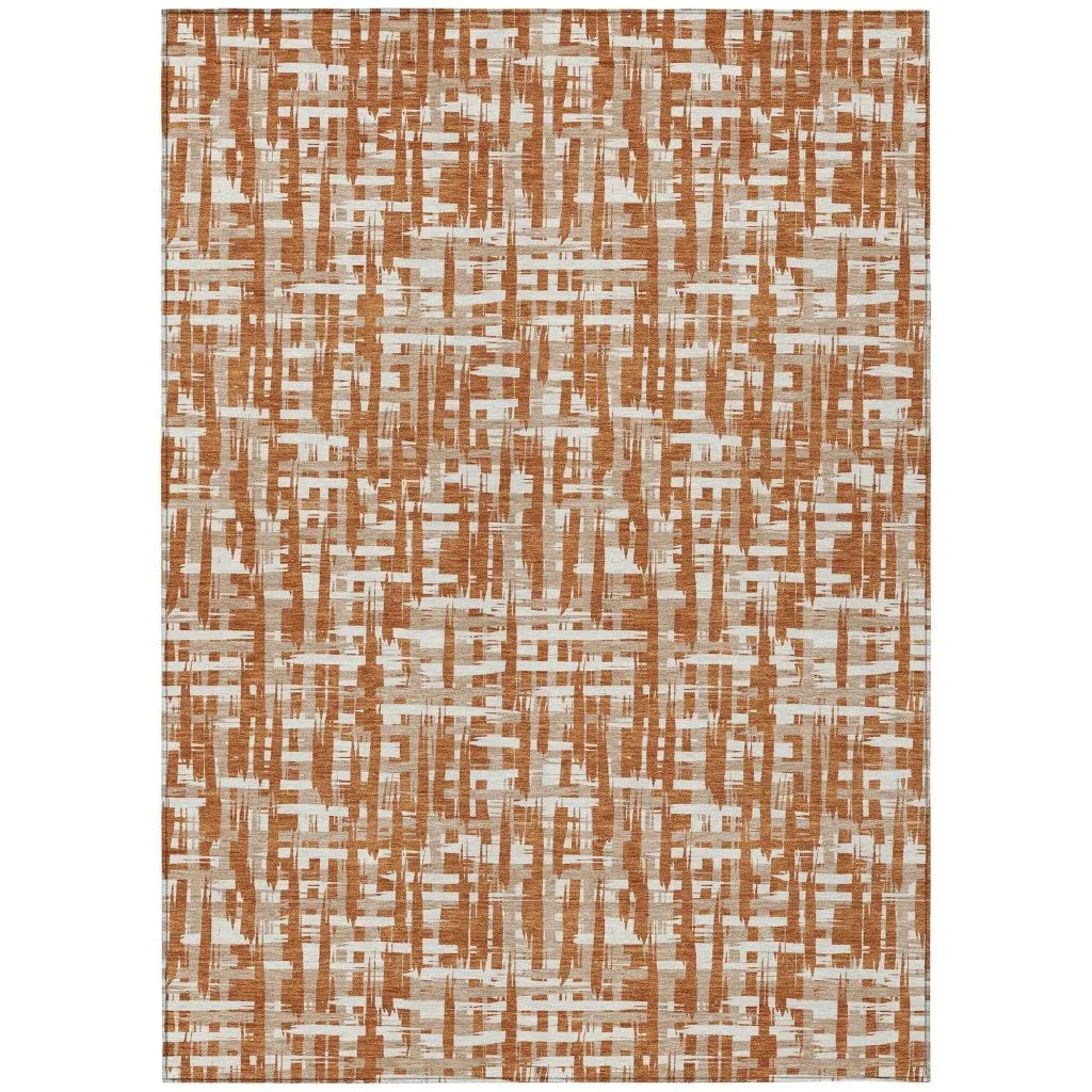 Ayani Orange Washable Indoor-Outdoor Rug-Outdoor Rugs-LOOMLAN Rugs-2'6" x 3'10"-LOOMLAN