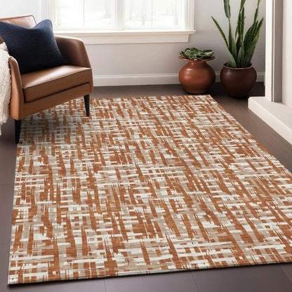 Ayani Orange Washable Indoor-Outdoor Rug-Outdoor Rugs-LOOMLAN Rugs-LOOMLAN