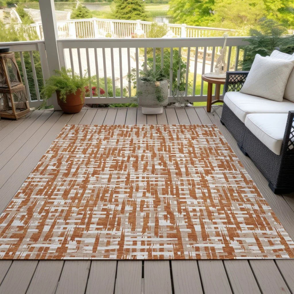 Ayani Orange Washable Indoor-Outdoor Rug-Outdoor Rugs-LOOMLAN Rugs-LOOMLAN