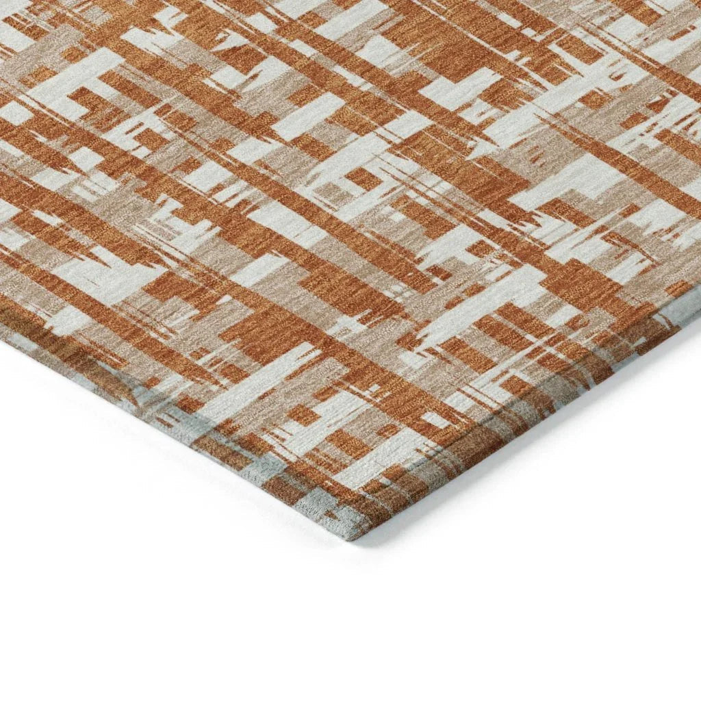 Ayani Orange Washable Indoor-Outdoor Rug-Outdoor Rugs-LOOMLAN Rugs-LOOMLAN