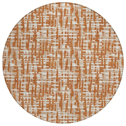 Ayani Orange Washable Indoor-Outdoor Rug-Outdoor Rugs-LOOMLAN Rugs-8' x 8'-LOOMLAN