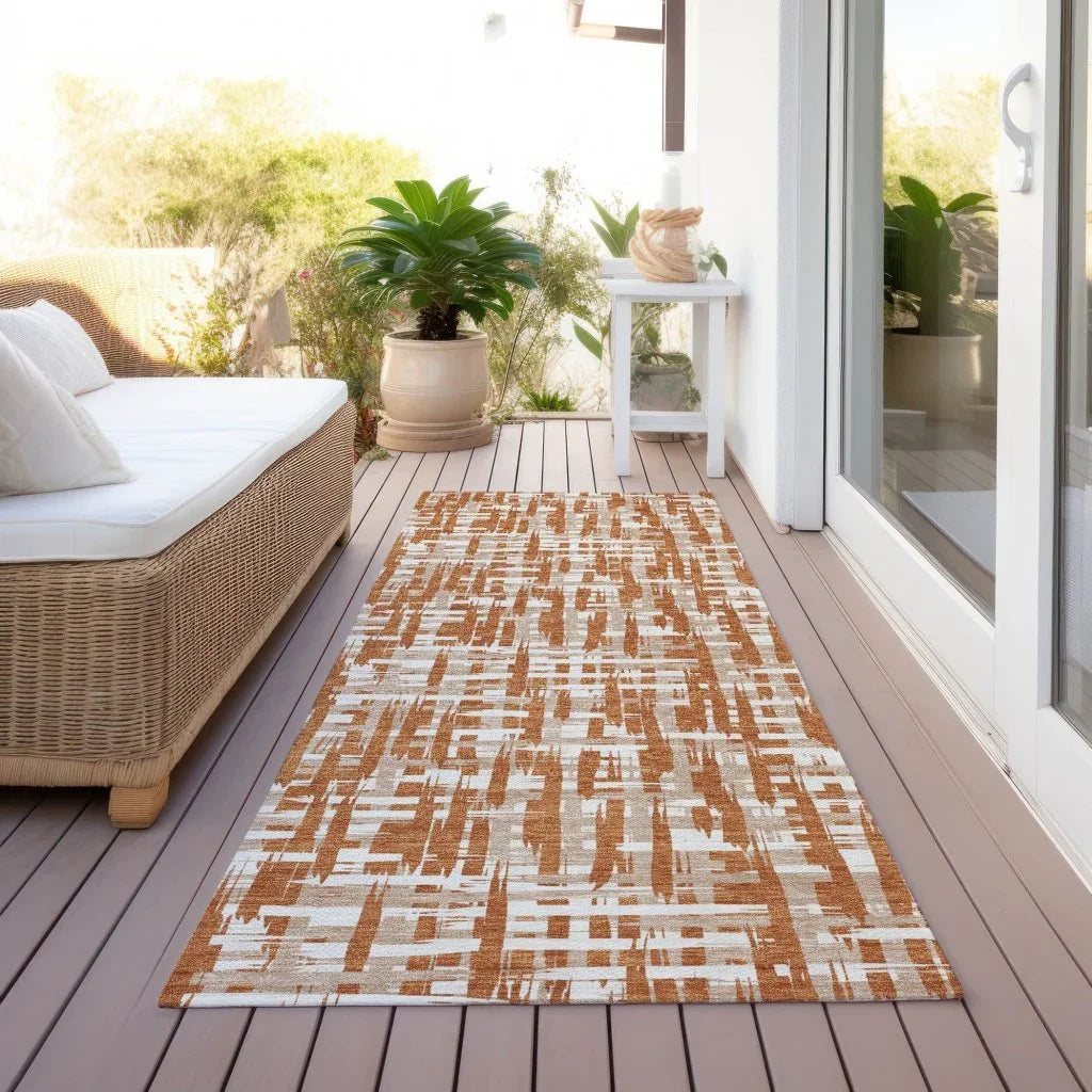 Ayani Orange Washable Indoor-Outdoor Rug-Outdoor Rugs-LOOMLAN Rugs-LOOMLAN