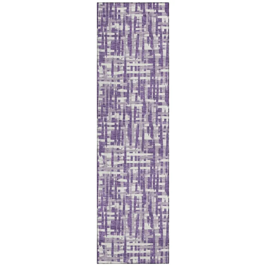 Ayani Purple Washable Indoor-Outdoor Rug-Outdoor Rugs-LOOMLAN Rugs-2'3" x 7'6"-LOOMLAN