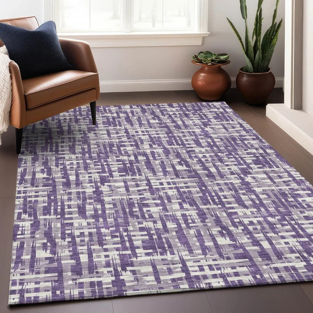 Ayani Purple Washable Indoor-Outdoor Rug-Outdoor Rugs-LOOMLAN Rugs-LOOMLAN