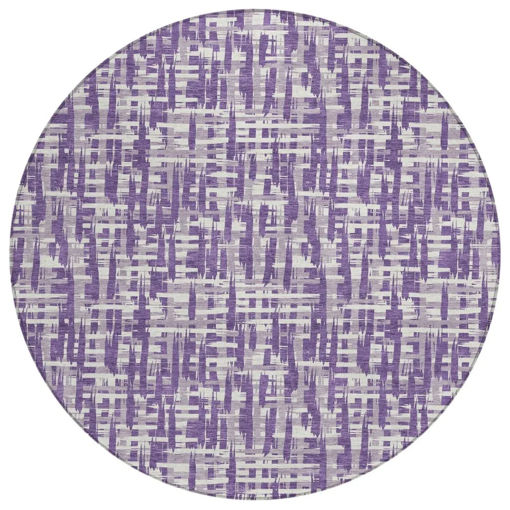 Ayani Purple Washable Indoor-Outdoor Rug-Outdoor Rugs-LOOMLAN Rugs-8' x 8'-LOOMLAN
