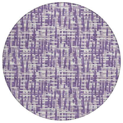 Ayani Purple Washable Indoor-Outdoor Rug-Outdoor Rugs-LOOMLAN Rugs-8' x 8'-LOOMLAN