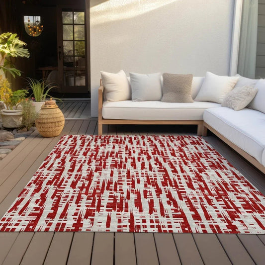 Ayani Red Washable Indoor-Outdoor Rug-Outdoor Rugs-LOOMLAN Rugs-LOOMLAN