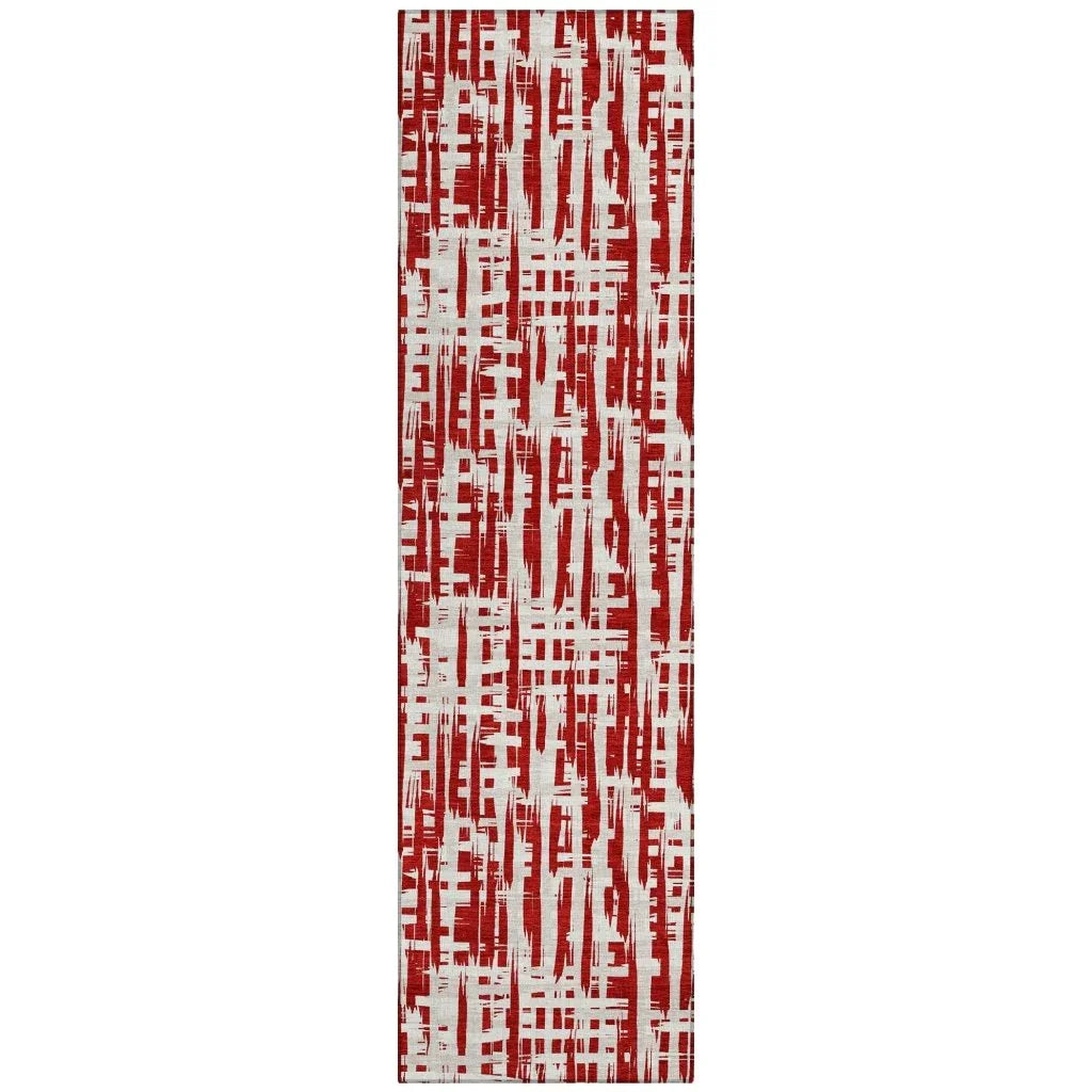 Ayani Red Washable Indoor-Outdoor Rug-Outdoor Rugs-LOOMLAN Rugs-2'3" x 7'6"-LOOMLAN