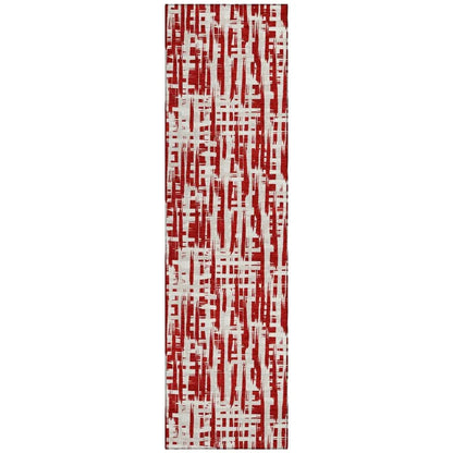 Ayani Red Washable Indoor-Outdoor Rug-Outdoor Rugs-LOOMLAN Rugs-2'3" x 7'6"-LOOMLAN