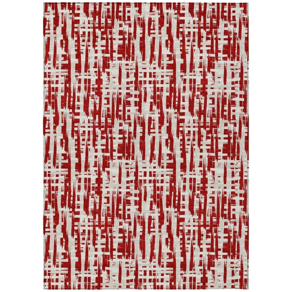 Ayani Red Washable Indoor-Outdoor Rug-Outdoor Rugs-LOOMLAN Rugs-2'6" x 3'10"-LOOMLAN