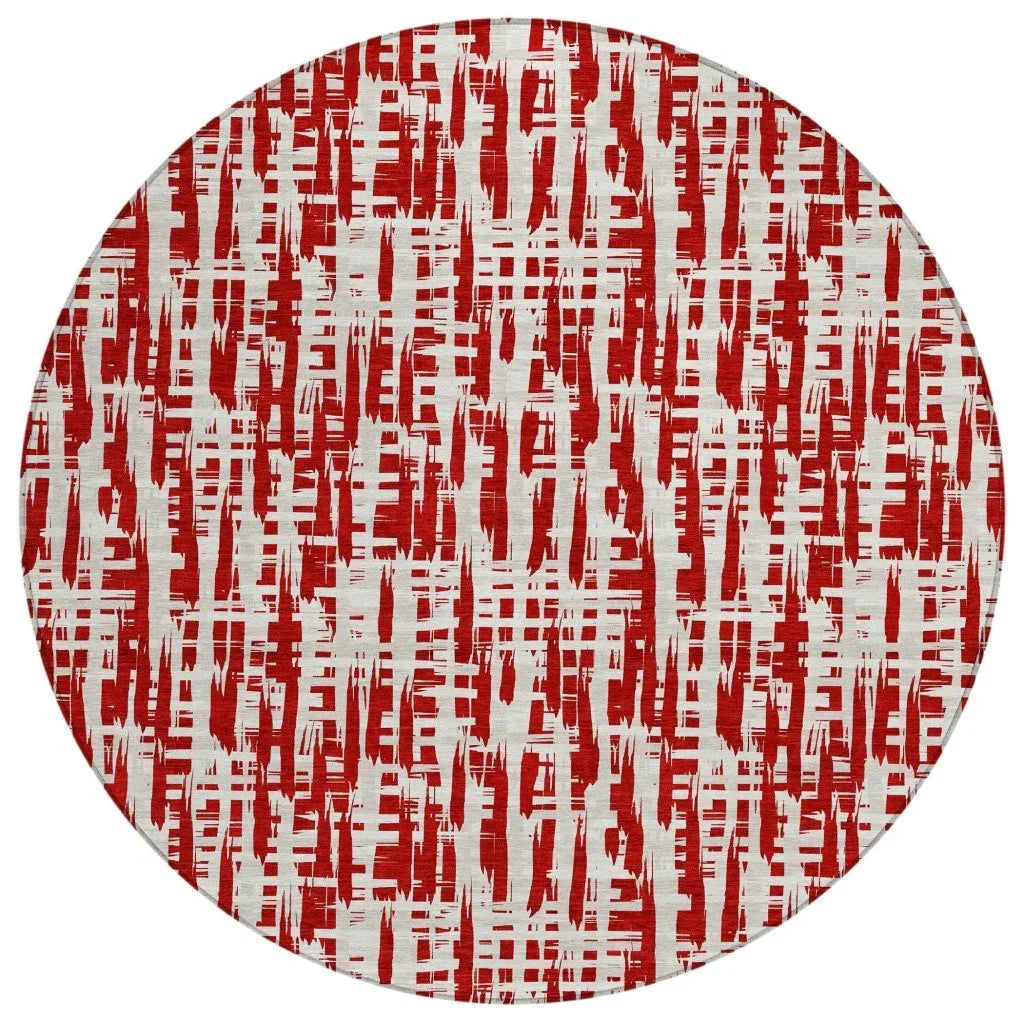 Ayani Red Washable Indoor-Outdoor Rug-Outdoor Rugs-LOOMLAN Rugs-8' x 8'-LOOMLAN