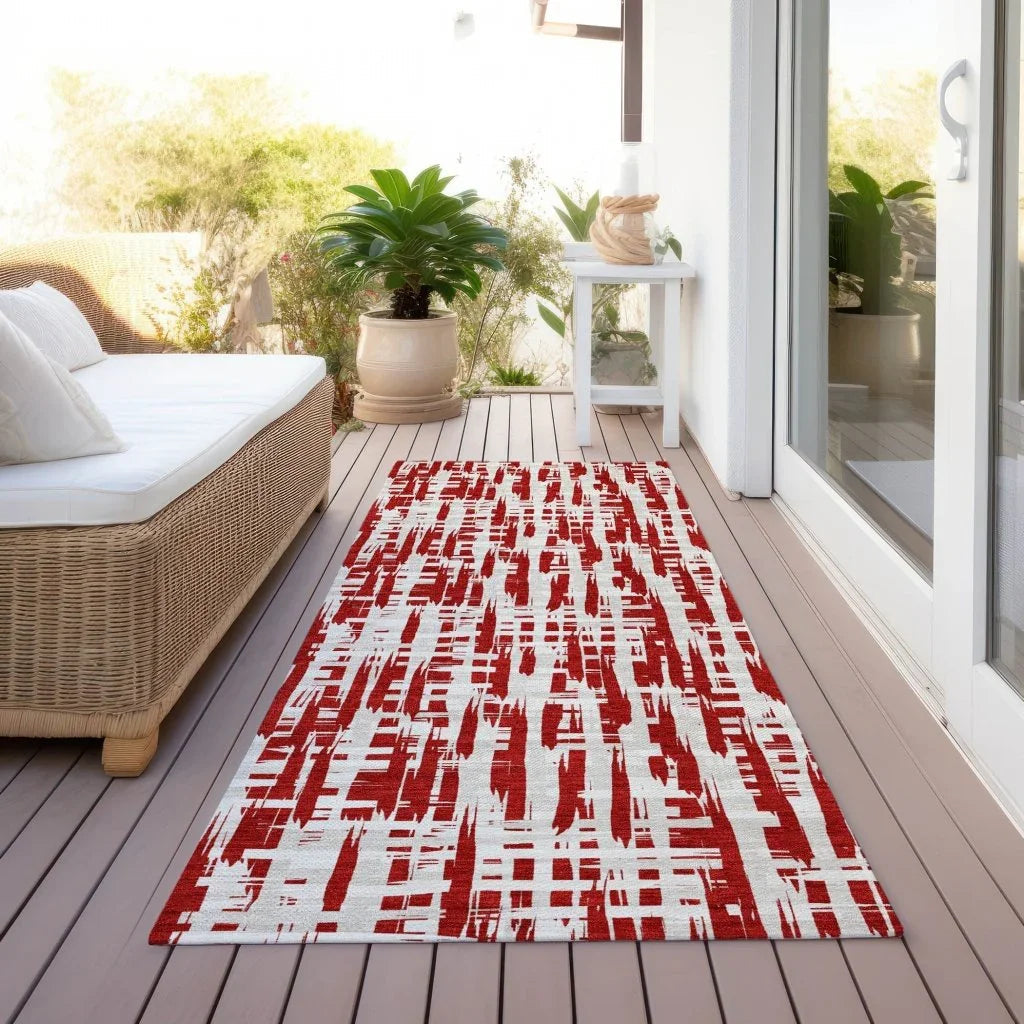 Ayani Red Washable Indoor-Outdoor Rug-Outdoor Rugs-LOOMLAN Rugs-LOOMLAN