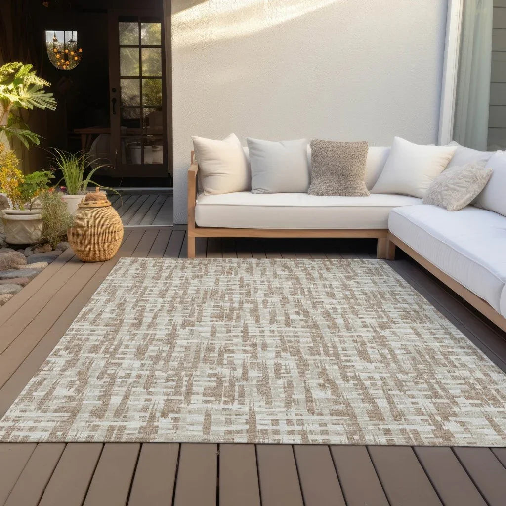 Ayani Tan Washable Indoor-Outdoor Rug-Outdoor Rugs-LOOMLAN Rugs-LOOMLAN