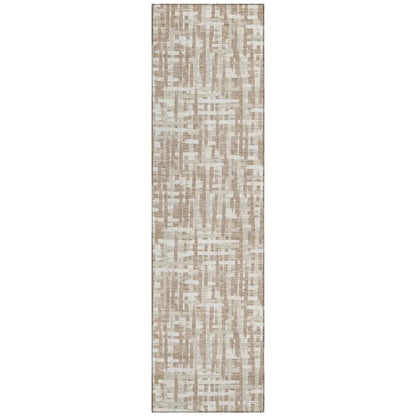 Ayani Tan Washable Indoor-Outdoor Rug-Outdoor Rugs-LOOMLAN Rugs-2'3" x 7'6"-LOOMLAN