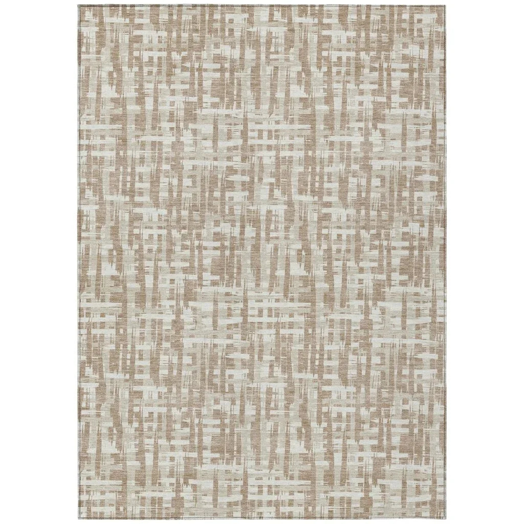 Ayani Tan Washable Indoor-Outdoor Rug-Outdoor Rugs-LOOMLAN Rugs-2'6" x 3'10"-LOOMLAN