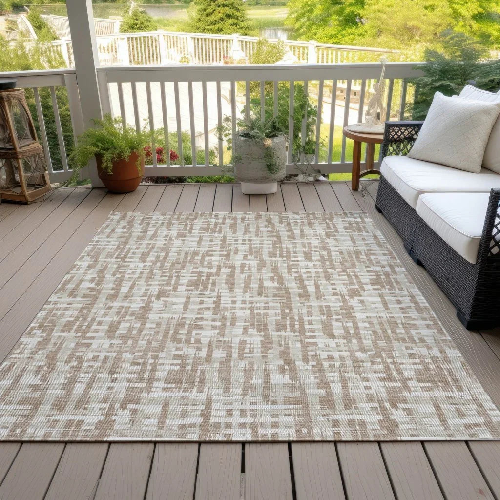 Ayani Tan Washable Indoor-Outdoor Rug-Outdoor Rugs-LOOMLAN Rugs-LOOMLAN