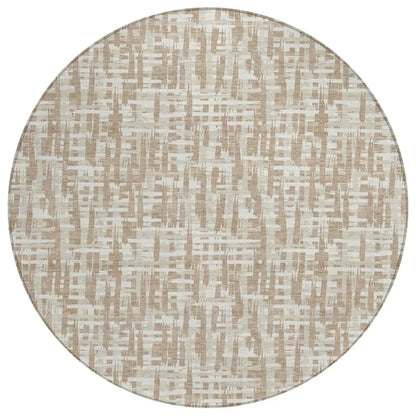Ayani Tan Washable Indoor-Outdoor Rug-Outdoor Rugs-LOOMLAN Rugs-8' x 8'-LOOMLAN