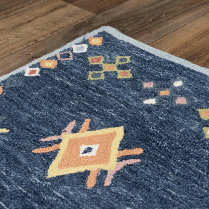 Ayar Geometric Blue Living Room Rug - LOOMLAN - LOOMLAN - Area Rugs