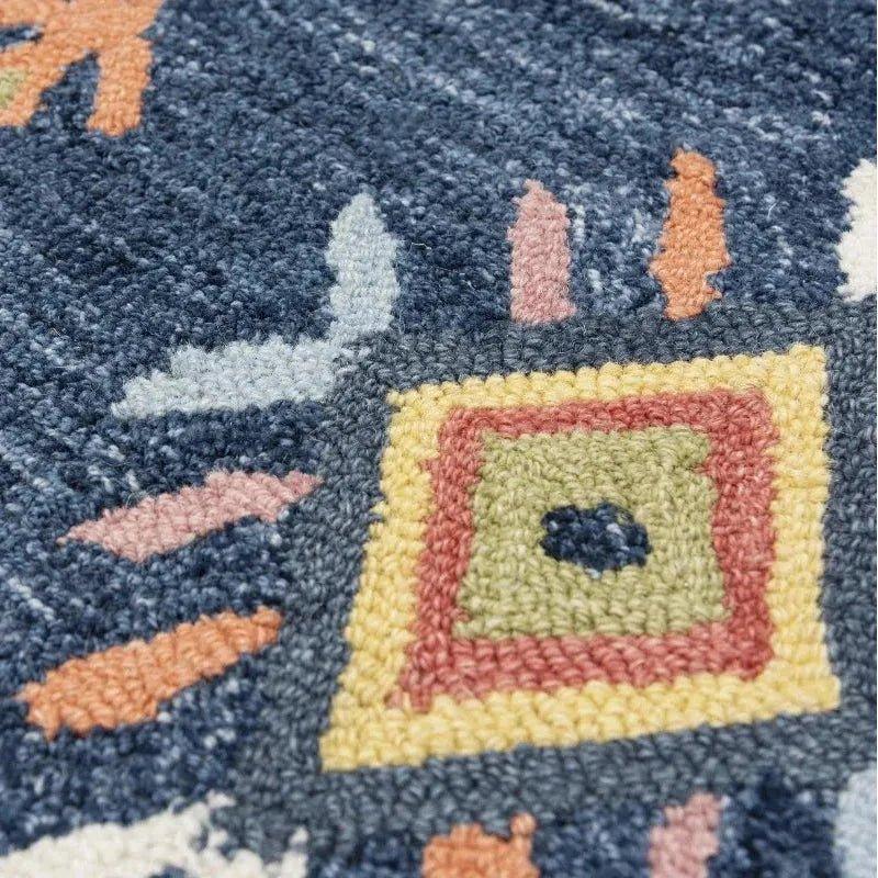 Ayar Geometric Blue Living Room Rug - LOOMLAN - LOOMLAN - Area Rugs