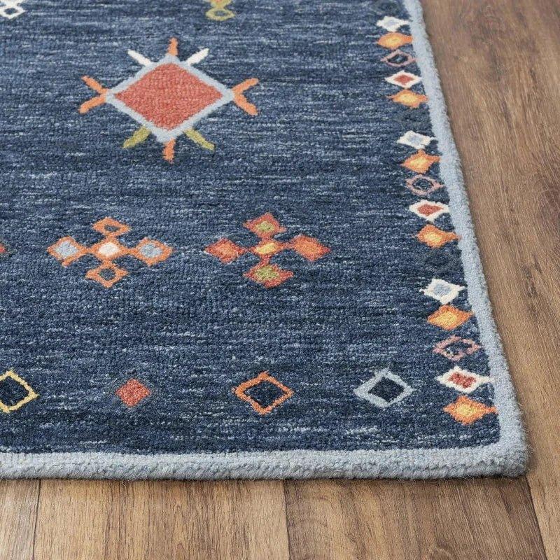 Ayar Geometric Blue Living Room Rug - LOOMLAN - LOOMLAN - Area Rugs